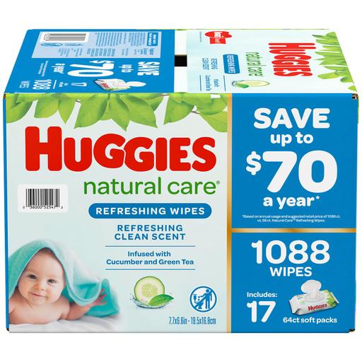 Huggies Natural Care Baby Wipe Refill  Refreshing Clean (1 088 Count) - Bellso